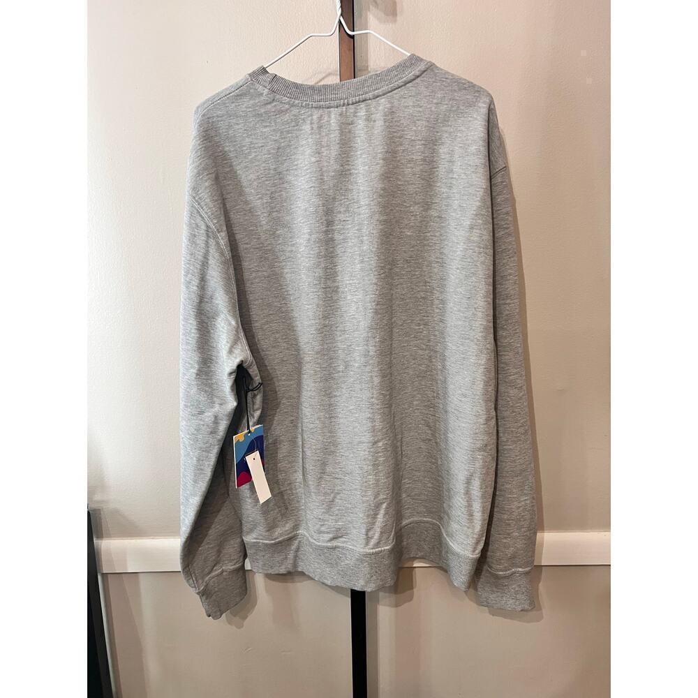 ☀️Yawa Gray Long Sleeve Crewneck Logo Pullover Sweatshirt Size L - Picture 3 of 8